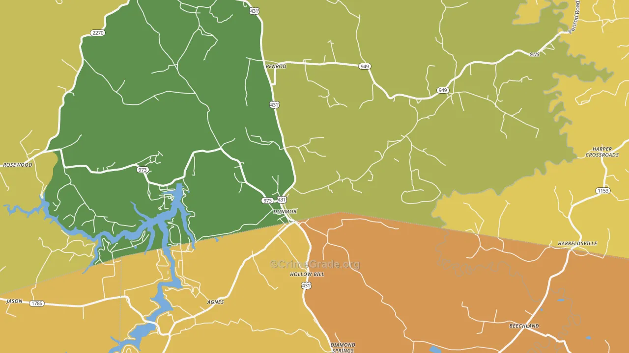 Dunmor, KY Map of Drug-Related Crime Rates