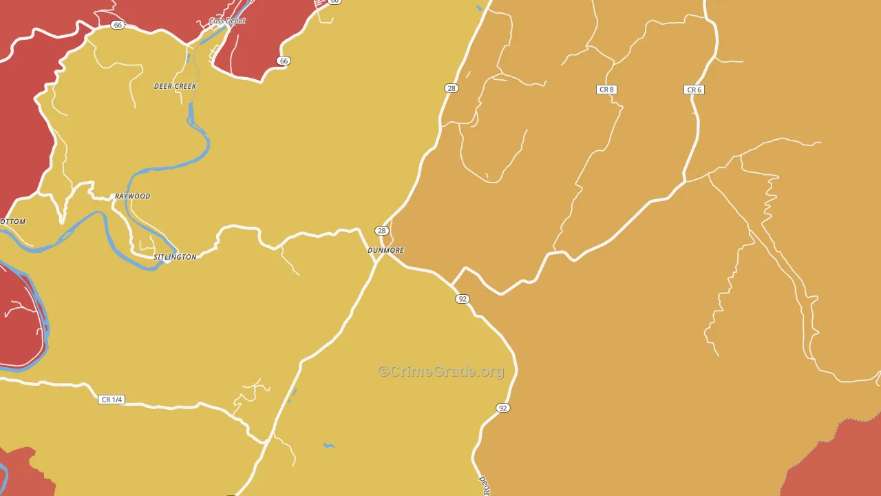 Dunmore, WV Map of Drug-Related Crime Rates