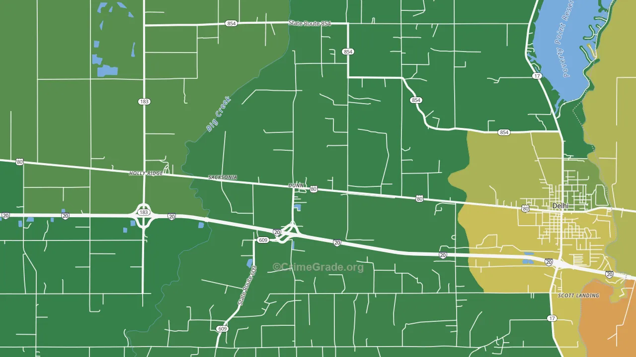 Dunn, LA Map of Drug-Related Crime Rates