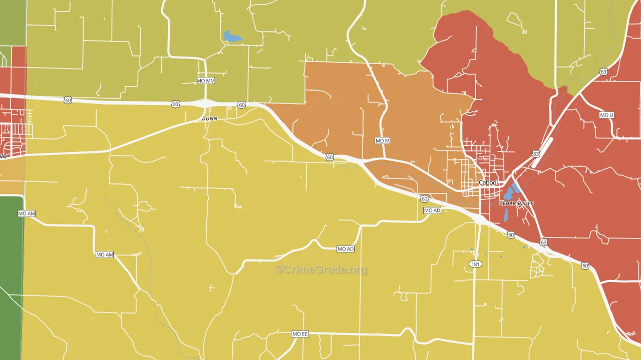 Dunn, MO Map of Drug-Related Crime Rates