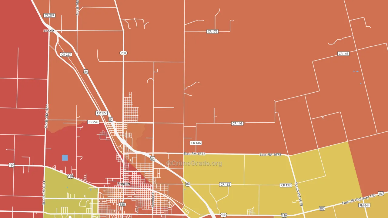 Dunn, TX Map of Drug-Related Crime Rates