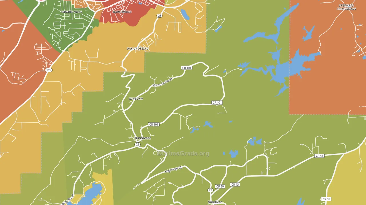 Dunnavant, AL Map of Drug-Related Crime Rates
