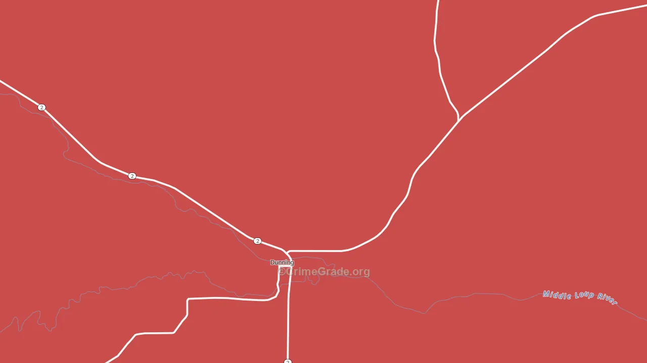 Dunning, NE Map of Drug-Related Crime Rates