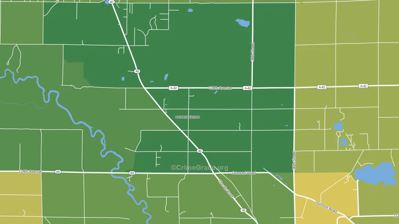 Dunningville, MI Map of Drug-Related Crime Rates