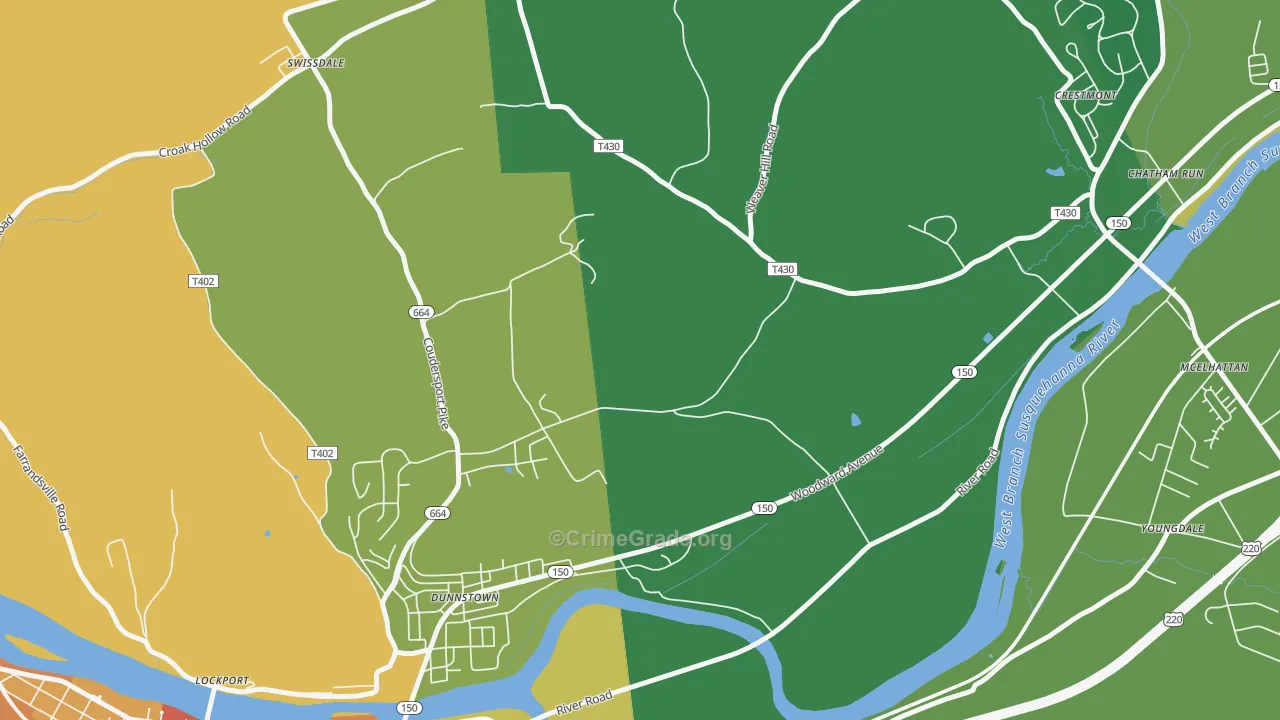 Dunnstown, PA Map of Drug-Related Crime Rates