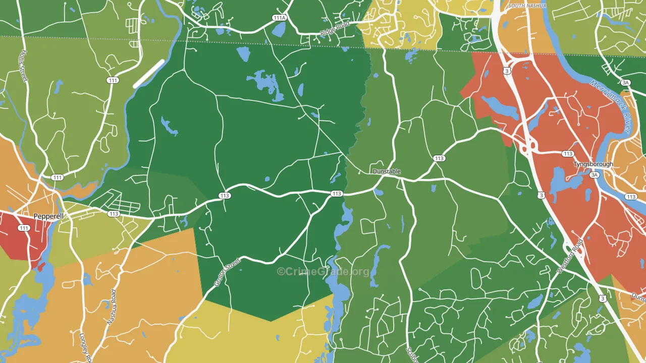 Dunstable, MA Map of Drug-Related Crime Rates