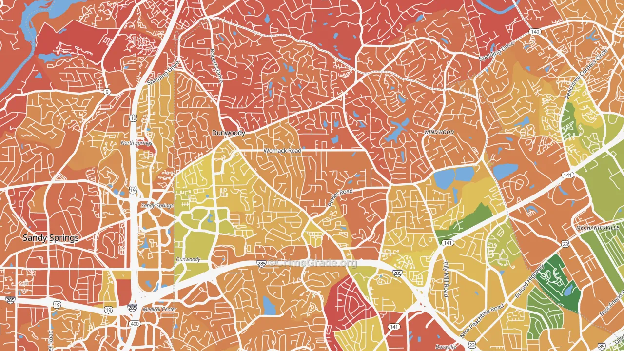 Dunwoody, GA Map of Drug-Related Crime Rates