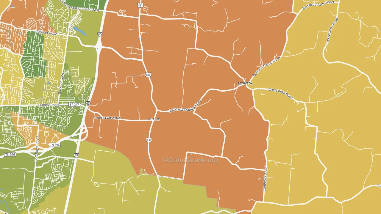 Duplex, TN Map of Drug-Related Crime Rates