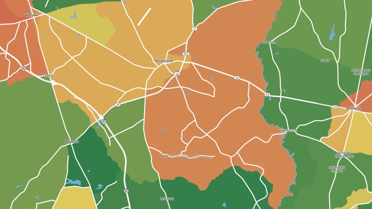 Duplin County, NC Map of Drug-Related Crime Rates