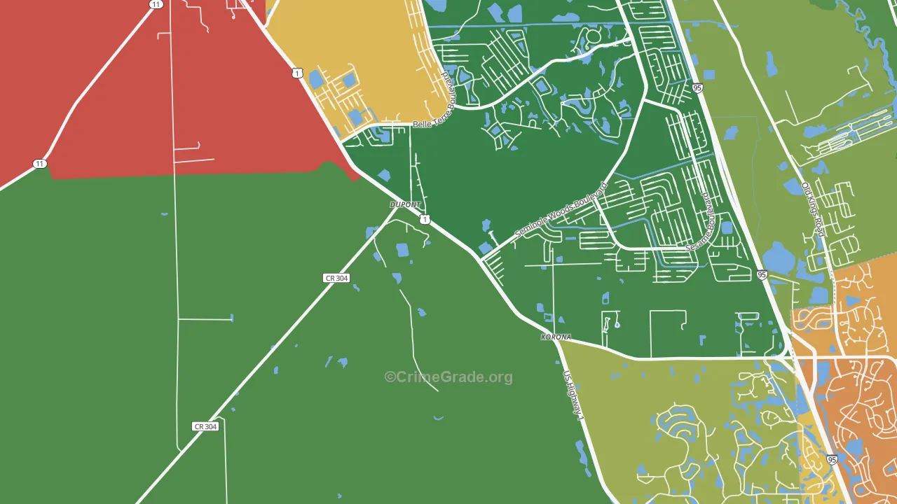 Dupont, FL Map of Drug-Related Crime Rates