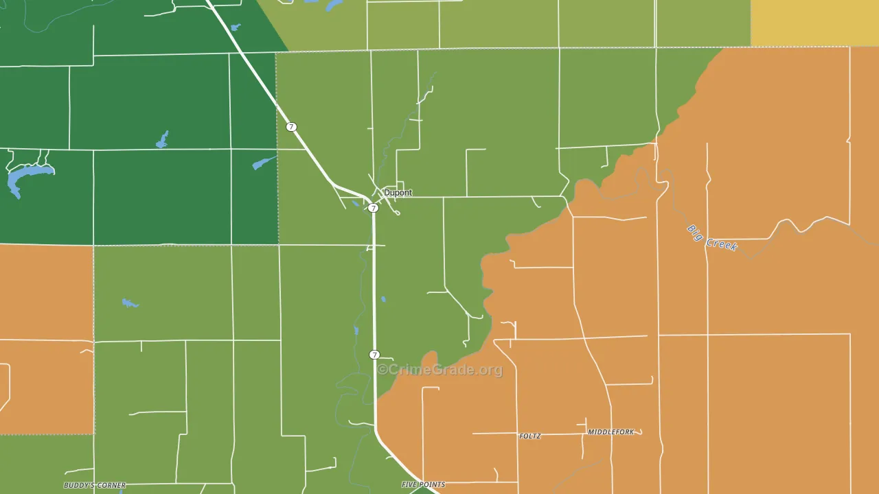 Dupont, IN Map of Drug-Related Crime Rates