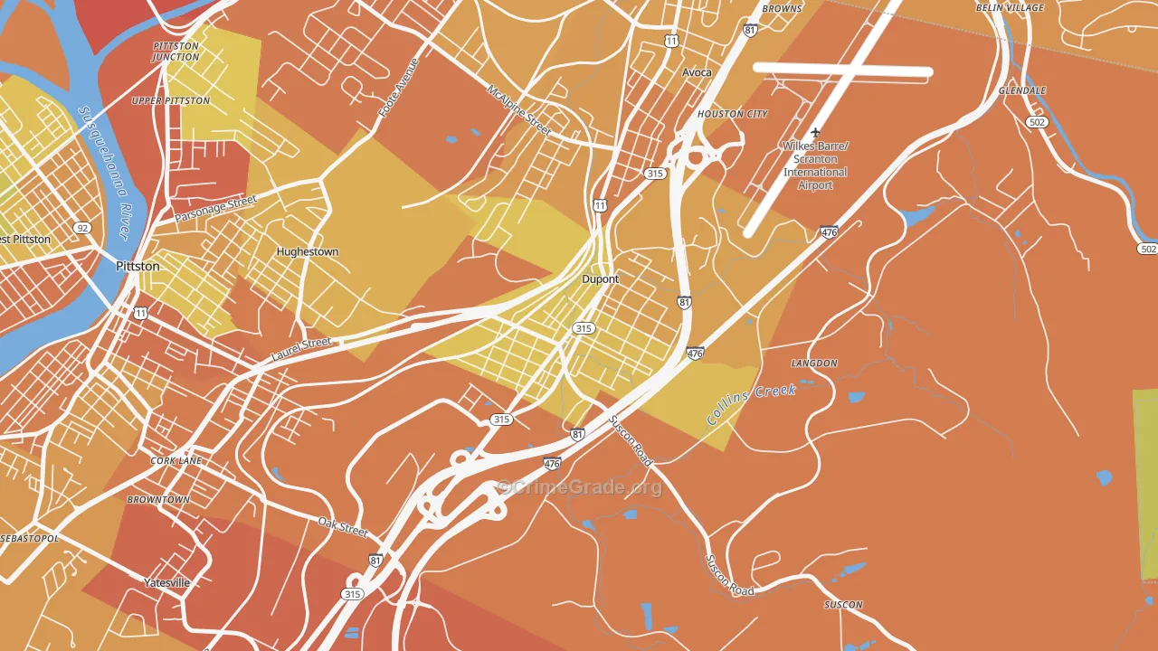 Dupont, PA Map of Drug-Related Crime Rates