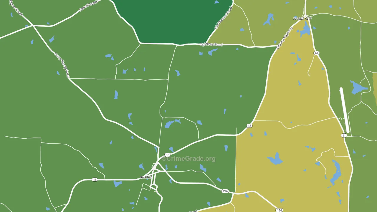 Durand, GA Map of Drug-Related Crime Rates