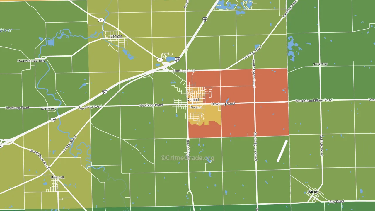 Durand, MI Map of Drug-Related Crime Rates