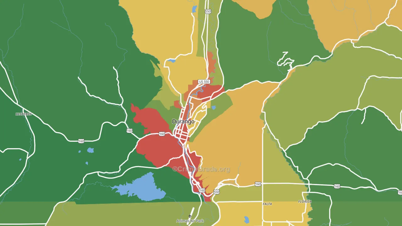 Durango, CO Map of Drug-Related Crime Rates