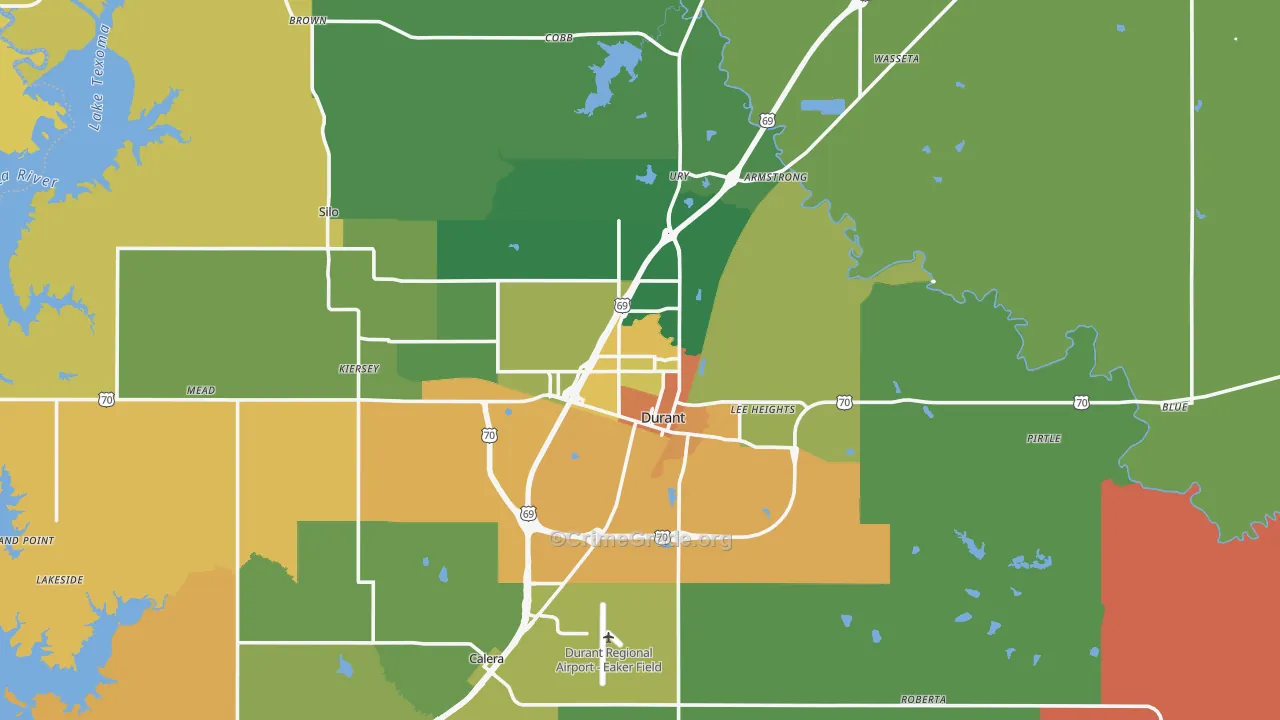 Durant, OK Map of Drug-Related Crime Rates