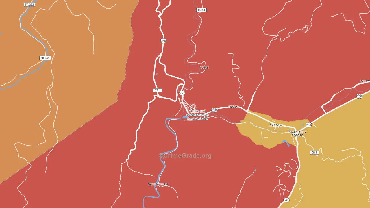 Durbin, WV Map of Drug-Related Crime Rates