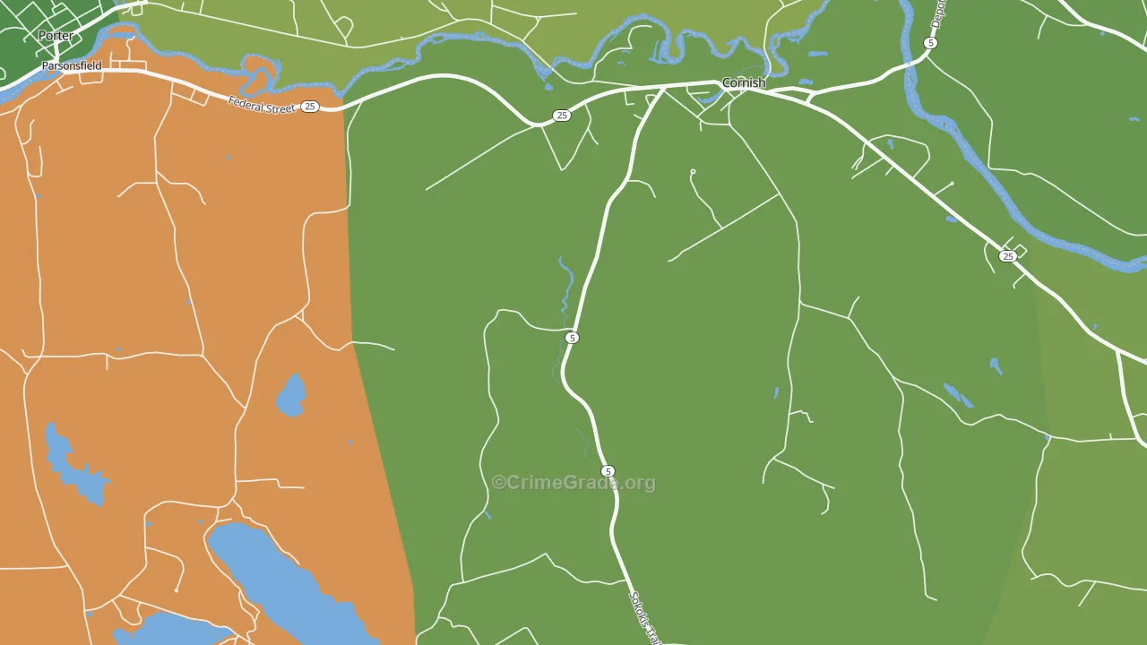 Durgintown, ME Map of Drug-Related Crime Rates