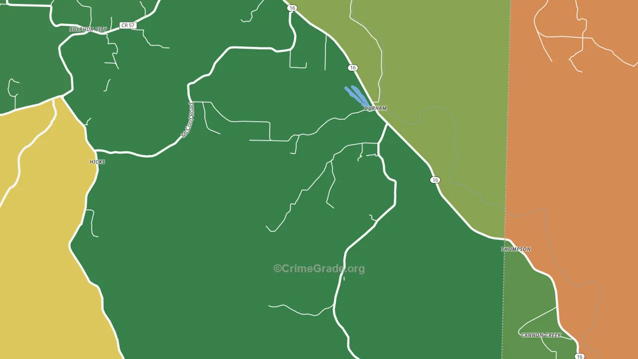 Durham, AR Map of Drug-Related Crime Rates