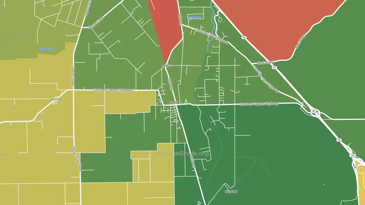 Durham, CA Map of Drug-Related Crime Rates