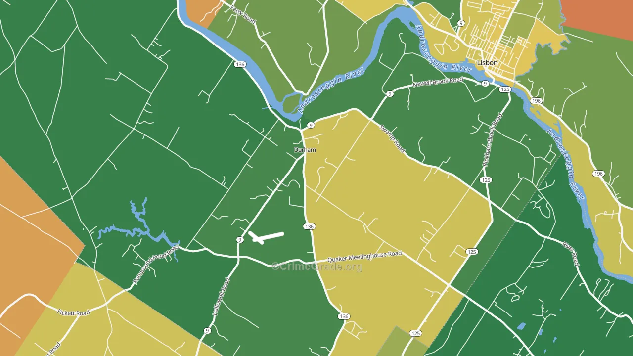 Durham, ME Map of Drug-Related Crime Rates