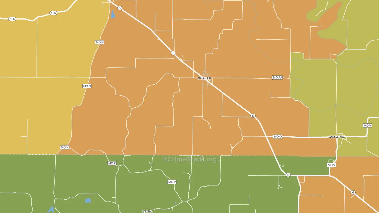 Durham, MO Map of Drug-Related Crime Rates