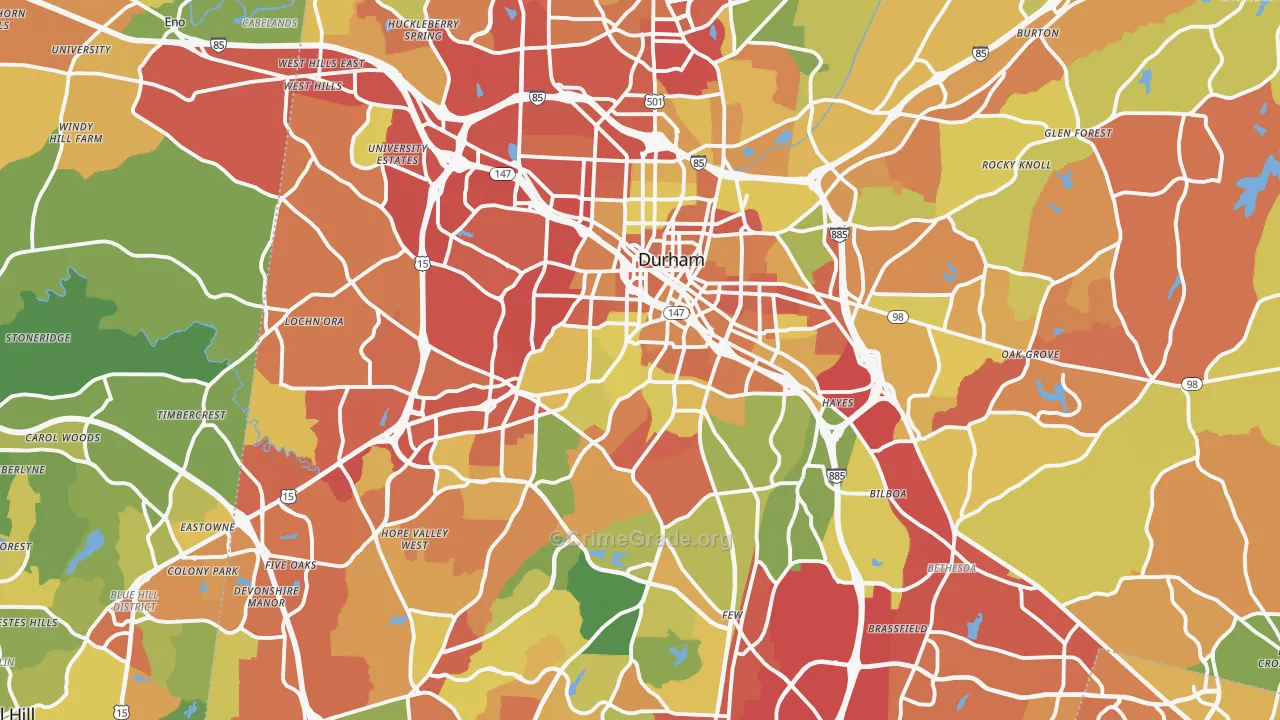 Durham, NC Map of Drug-Related Crime Rates