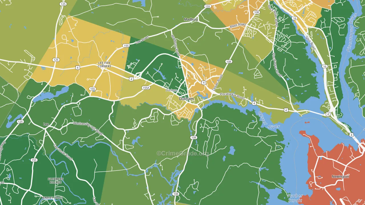 Durham, NH Map of Drug-Related Crime Rates