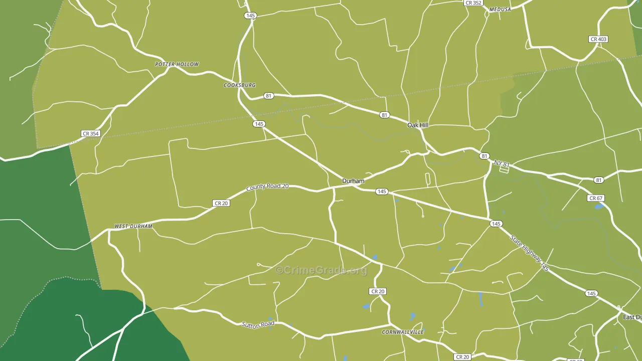 Durham, NY Map of Drug-Related Crime Rates