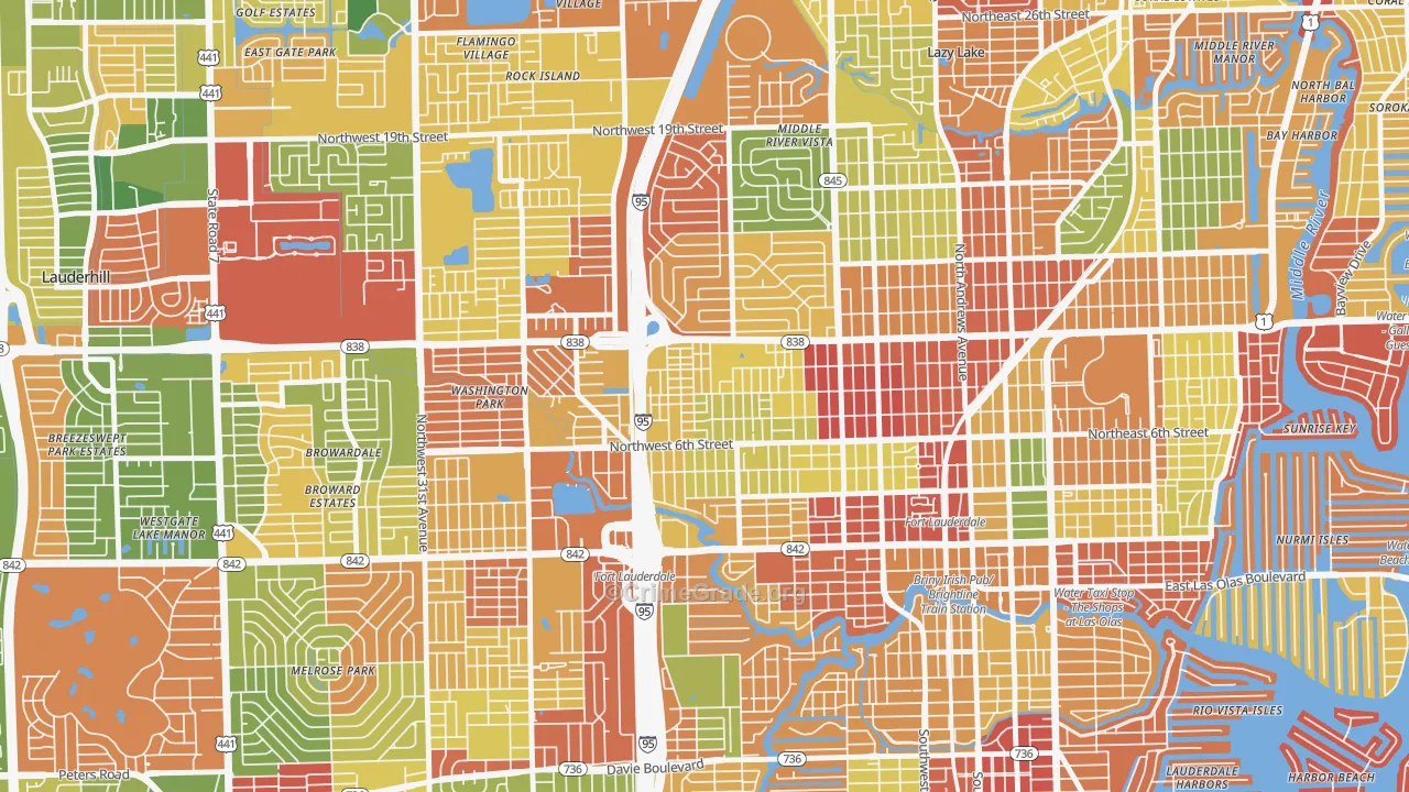 Durrs Homeowners, Fort Lauderdale, FL Map of Drug-Related Crime Rates