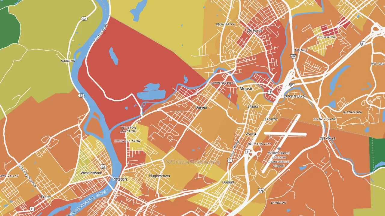 Duryea, PA Map of Drug-Related Crime Rates