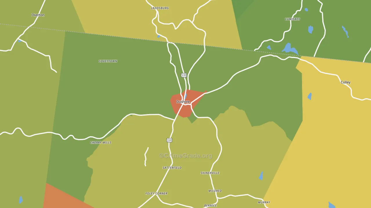 Dushore, PA Map of Drug-Related Crime Rates