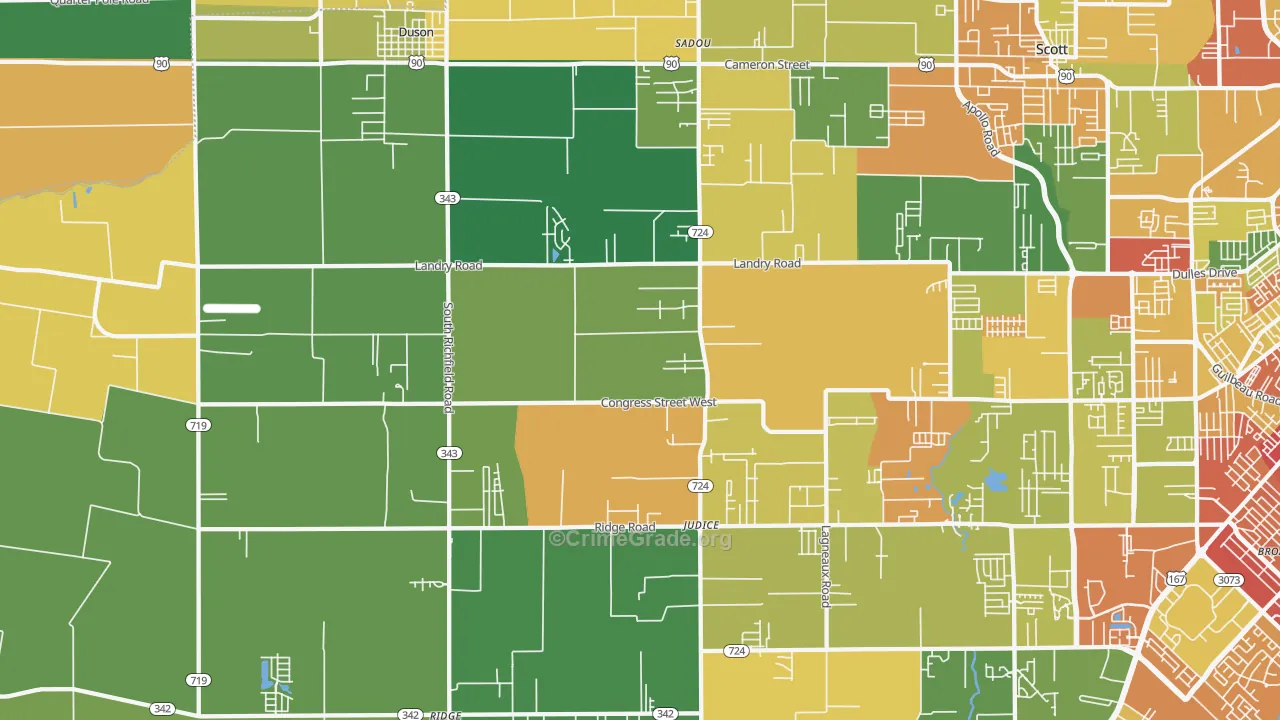 Duson, LA Map of Drug-Related Crime Rates