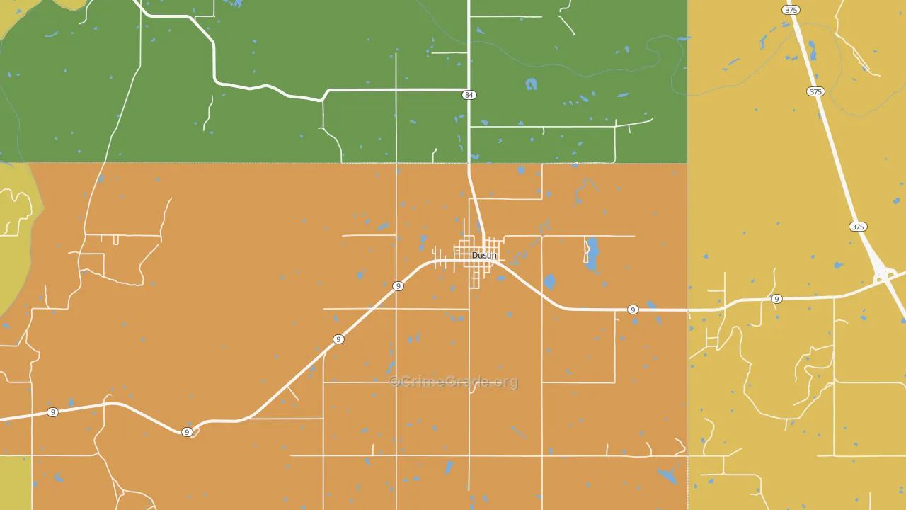Dustin, OK Map of Drug-Related Crime Rates