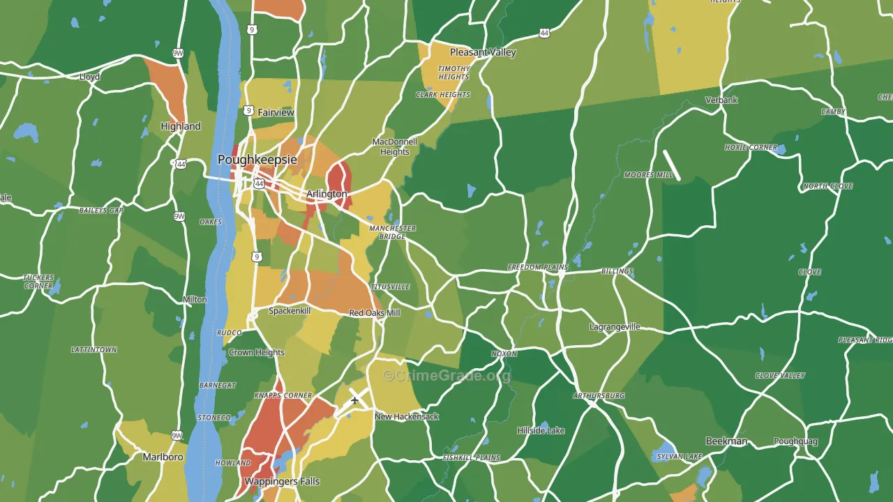 Dutchess County, NY Map of Drug-Related Crime Rates