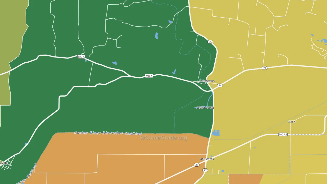 Dutchtown, MO Map of Drug-Related Crime Rates
