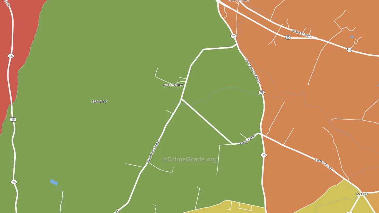 Dutchtown, PA Map of Drug-Related Crime Rates