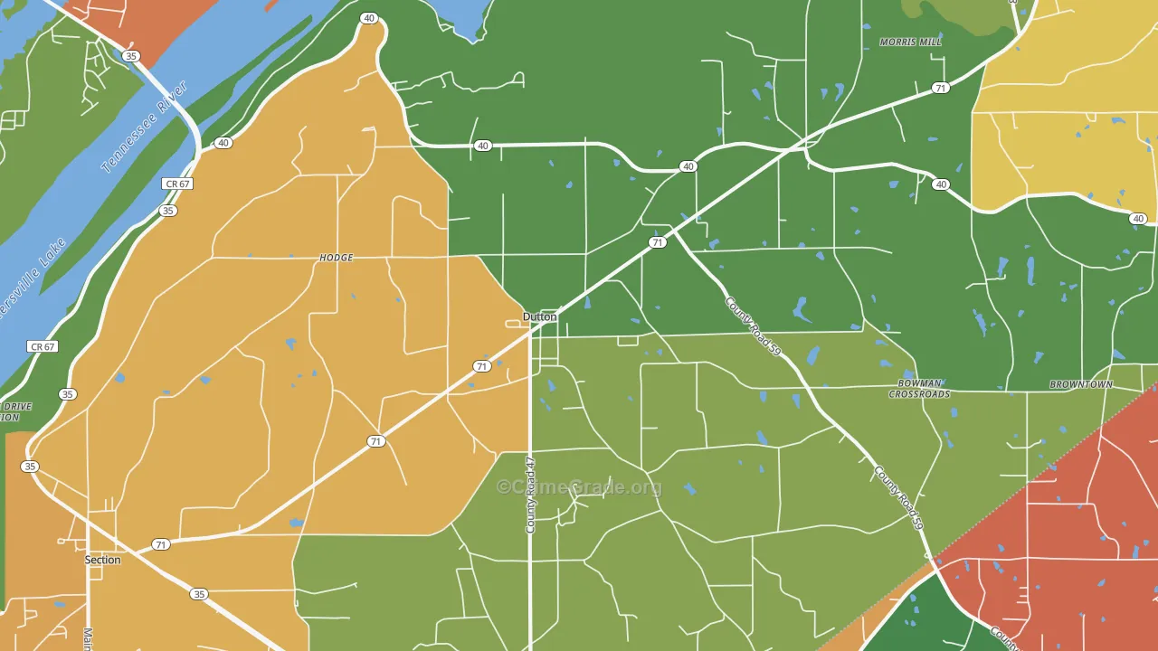 Dutton, AL Map of Drug-Related Crime Rates