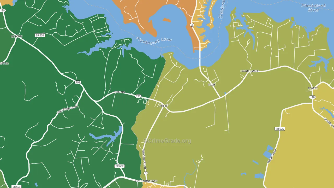 Dutton, VA Map of Drug-Related Crime Rates