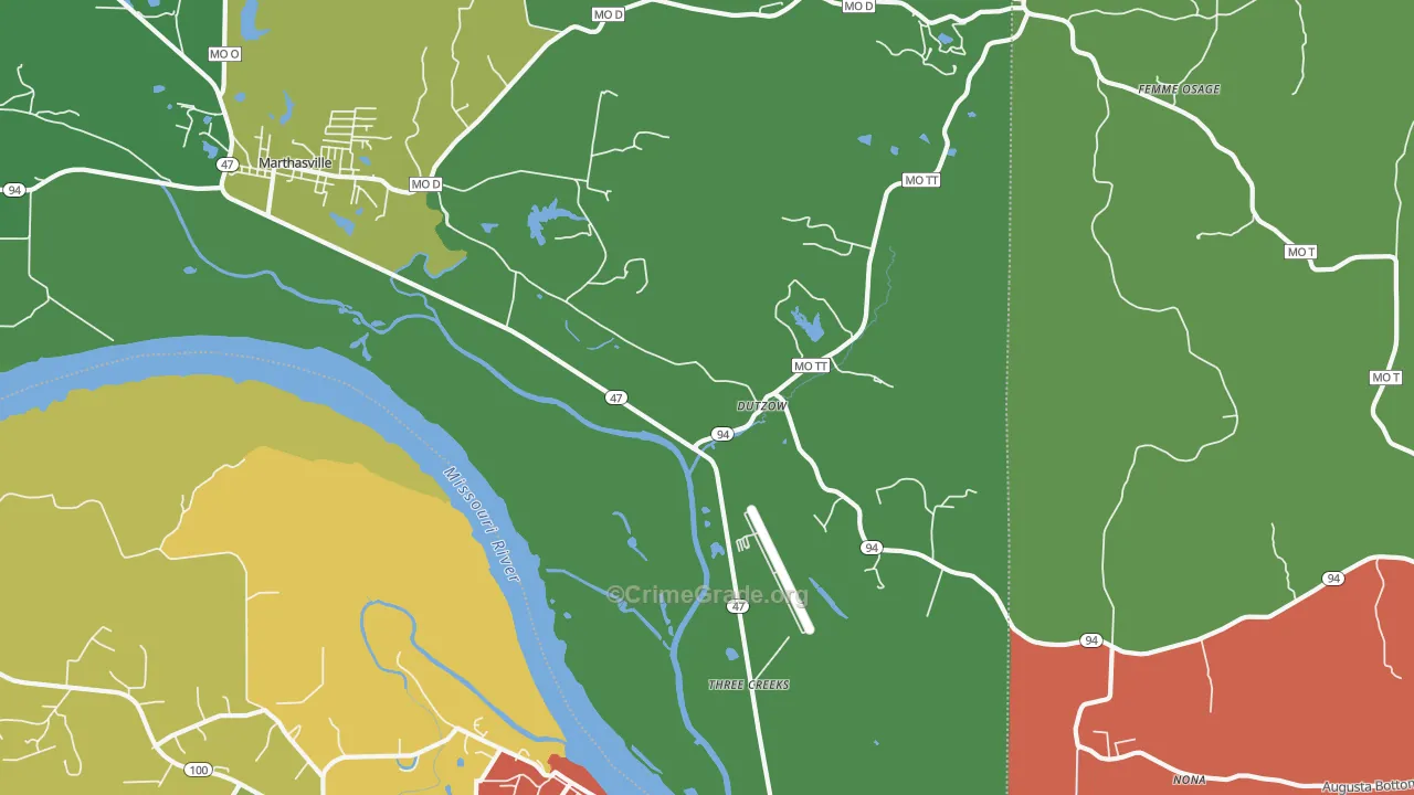 Dutzow, MO Map of Drug-Related Crime Rates