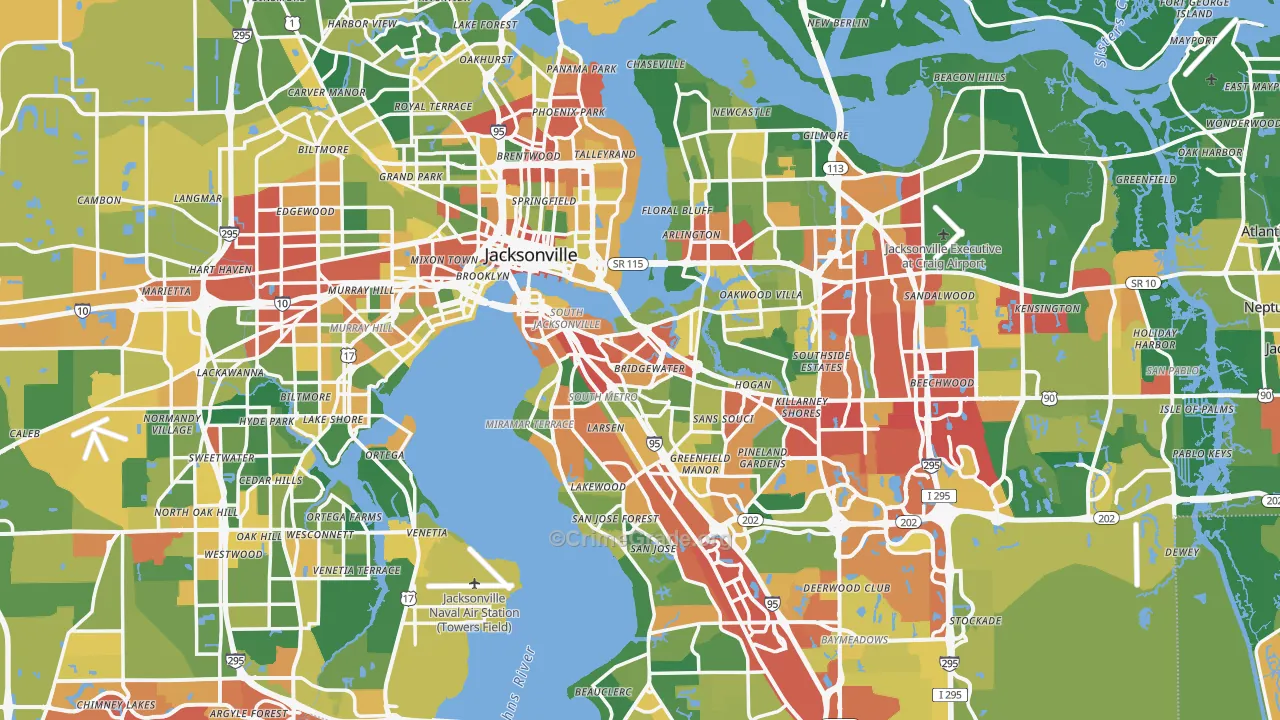 Duval County, FL Map of Drug-Related Crime Rates