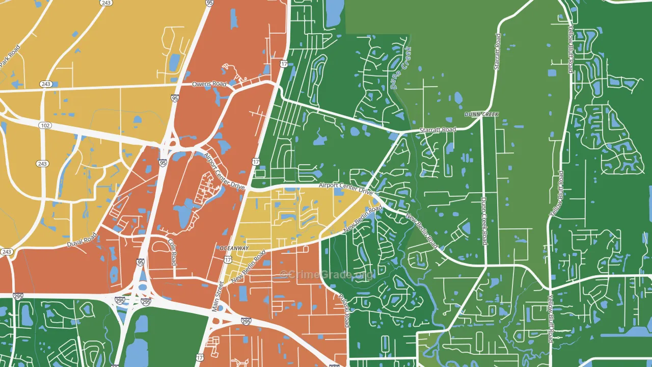 Duval, Jacksonville, FL Map of Drug-Related Crime Rates