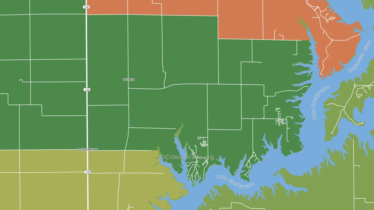 Duvall, IL Map of Drug-Related Crime Rates