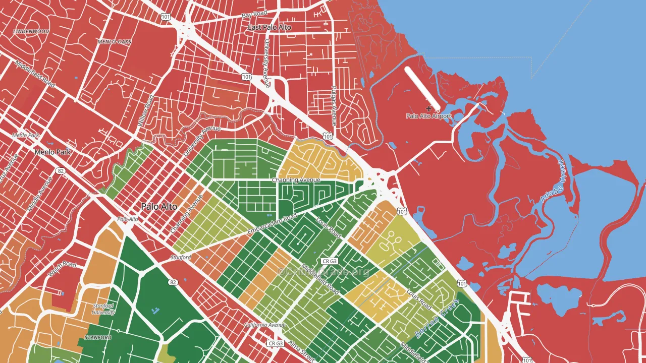 Duveneck-Saint Francis, Palo Alto, CA Map of Drug-Related Crime Rates