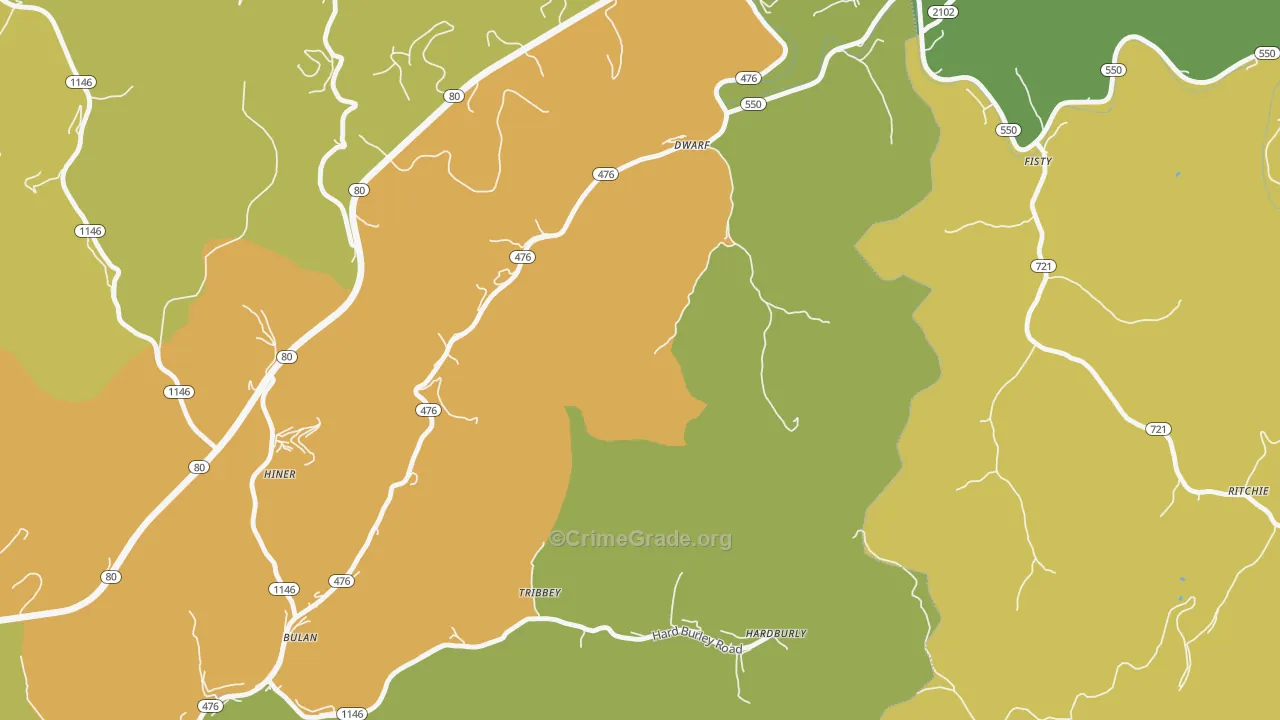 Dwarf, KY Map of Drug-Related Crime Rates