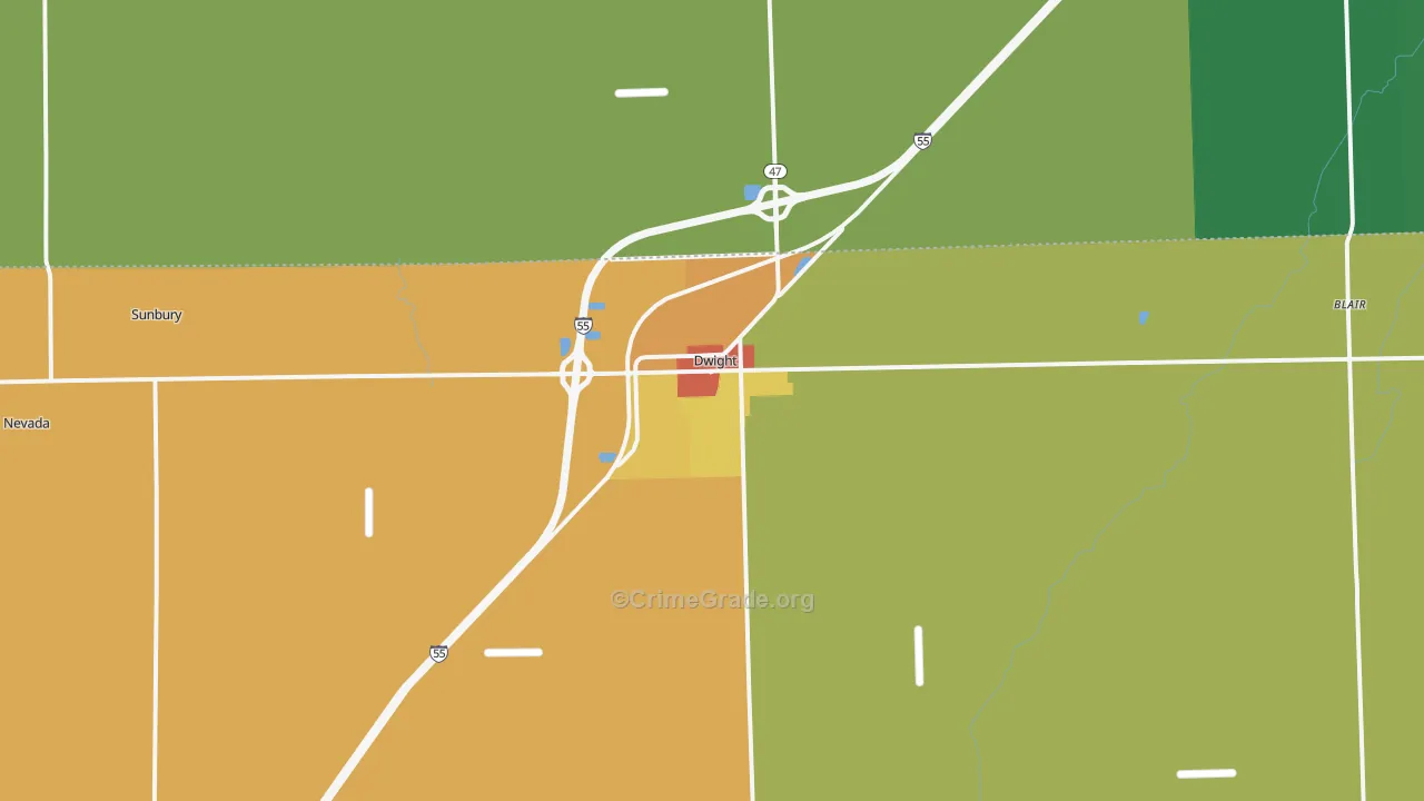 Dwight, IL Map of Drug-Related Crime Rates