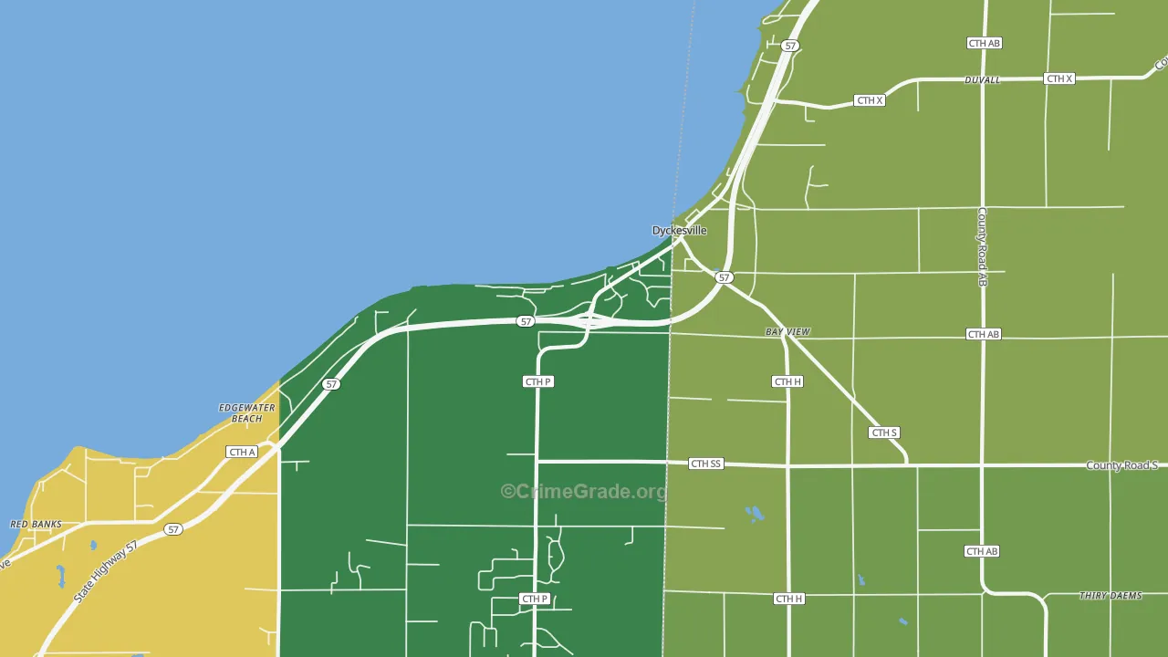 Dyckesville, WI Map of Drug-Related Crime Rates