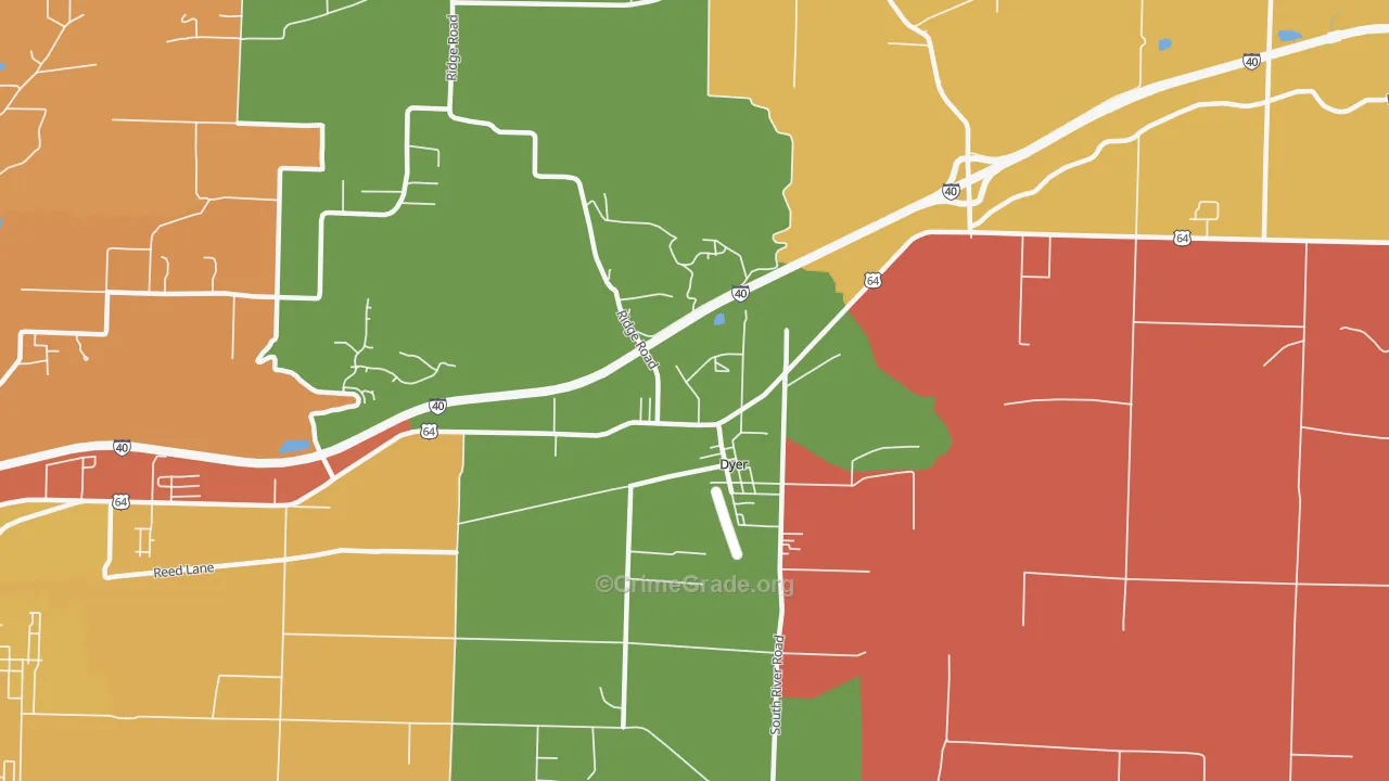 Dyer, AR Map of Drug-Related Crime Rates