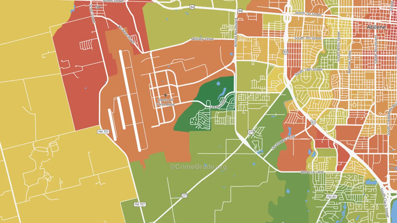 Dyess Afb, TX Map of Drug-Related Crime Rates