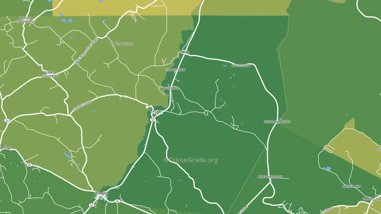 Dysart, PA Map of Drug-Related Crime Rates